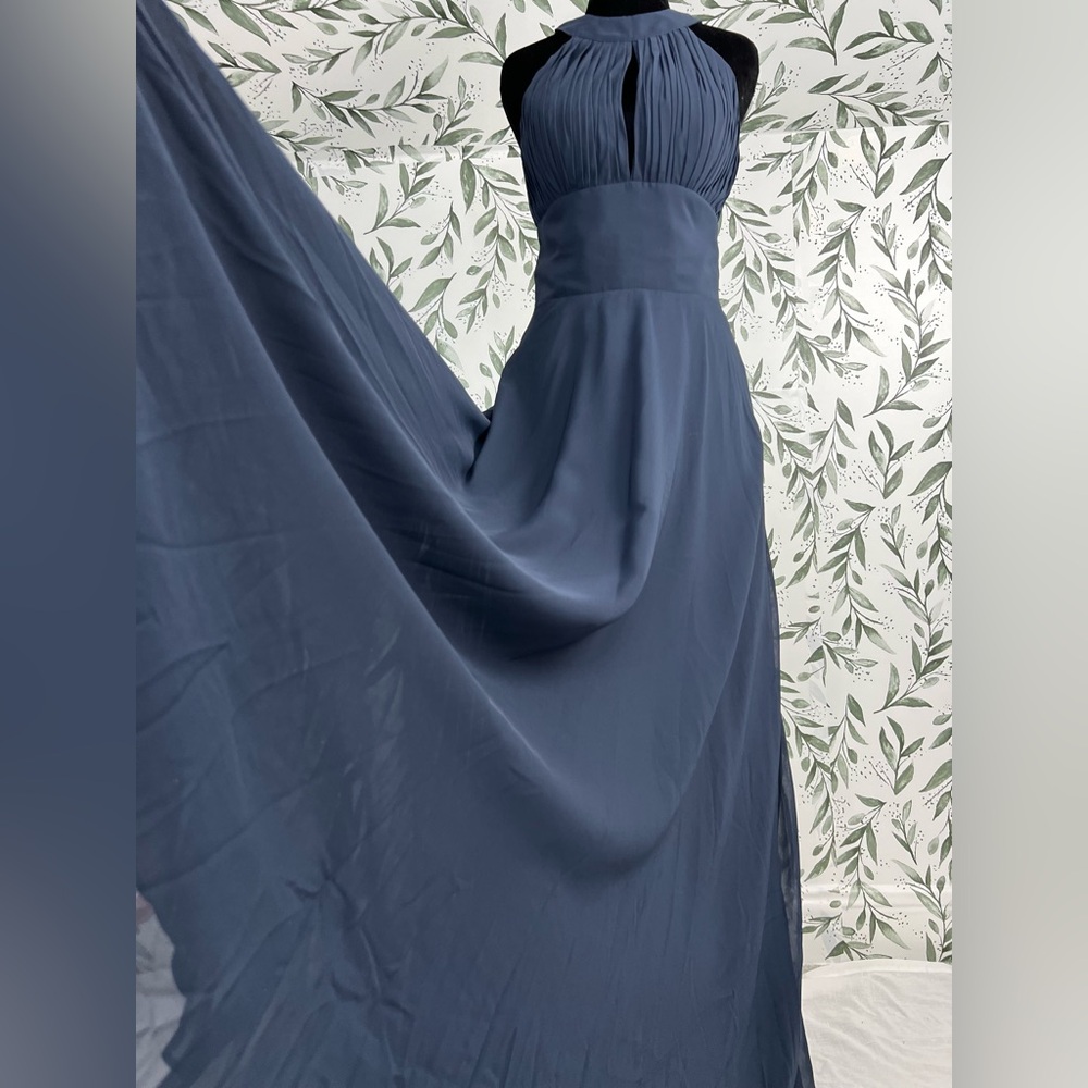 Elegant Navy Blue Evening Gown Bridesmaid Wedding Gala Sz S 4 Maxi NWT #8 Prom - Picture 8 of 14
